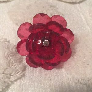 Red Floral Cocktail Ring